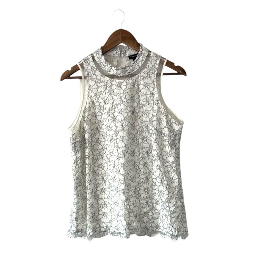 Torrid White Floral Lace High Neck Sleeveless Tank Top Summer Size 00 Large